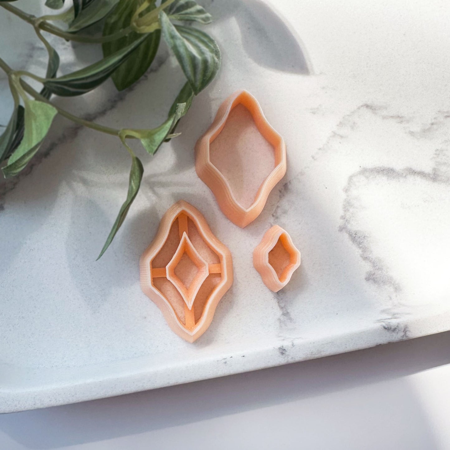 Skinny Diamond Donut Clay Cutter - ornate cutting shape tool for polymer clay jewellery makers