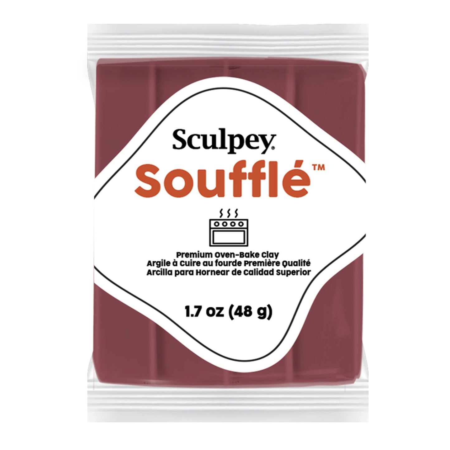 Sculpey souffle spiced rum polymer clay in packaging on a white background