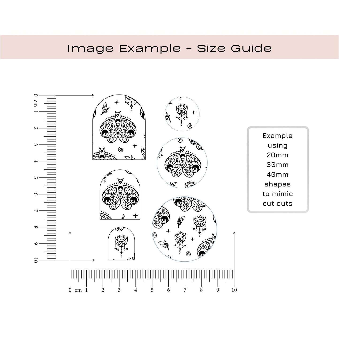 boho butterfly / moth silkscreen stencil for polymer clay jewellery makers