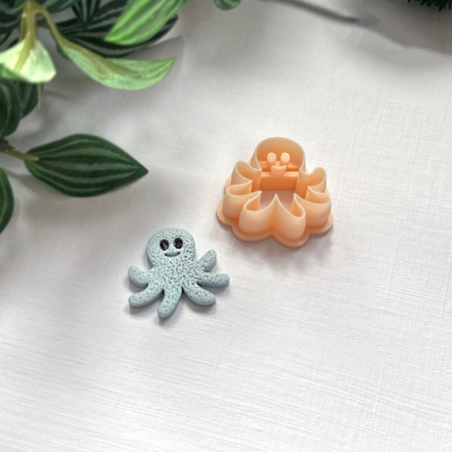 Octopus clay cutter with cute face for polymer clay jewellery making