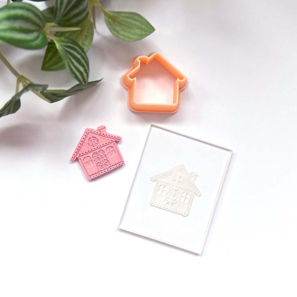 Gingerbread House Texture Stamp | Christmas Print Acrylic Clear Embossing Plate -