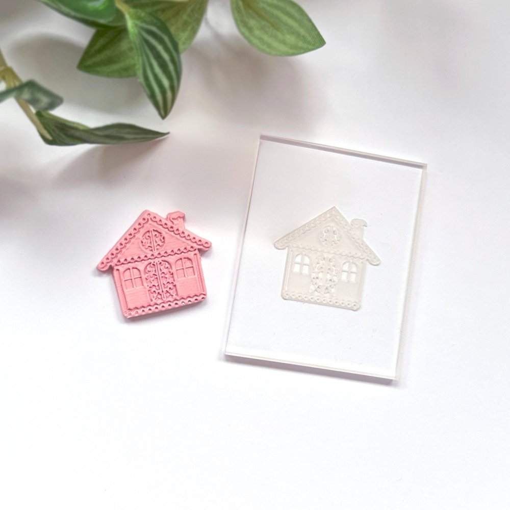 Gingerbread House Texture Stamp | Christmas Print Acrylic Clear Embossing Plate -