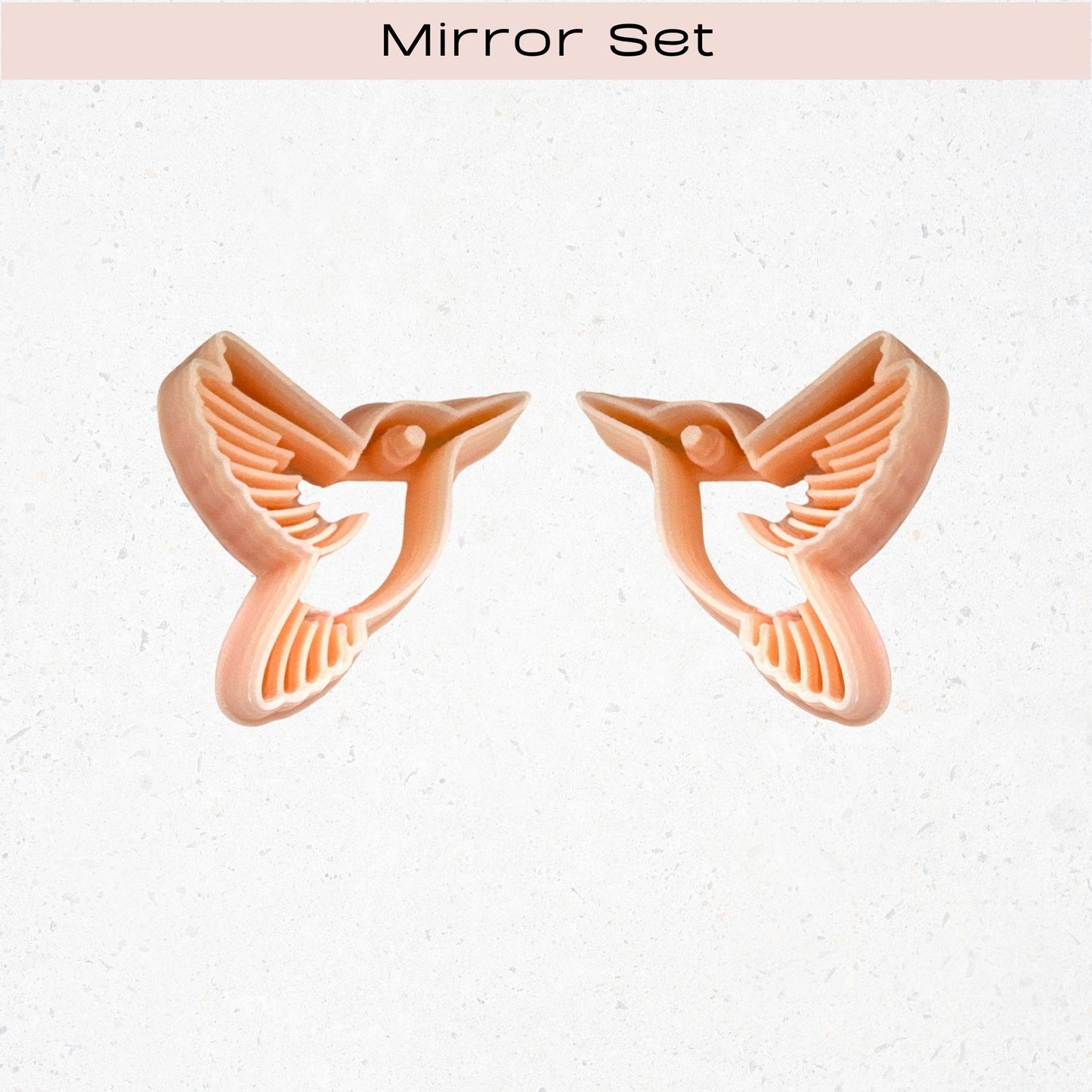 Hummingbird clay cutter mirror set of two for polymer clay earring makers