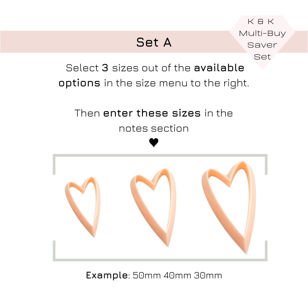 Long Heart Polymer Clay Cutter -