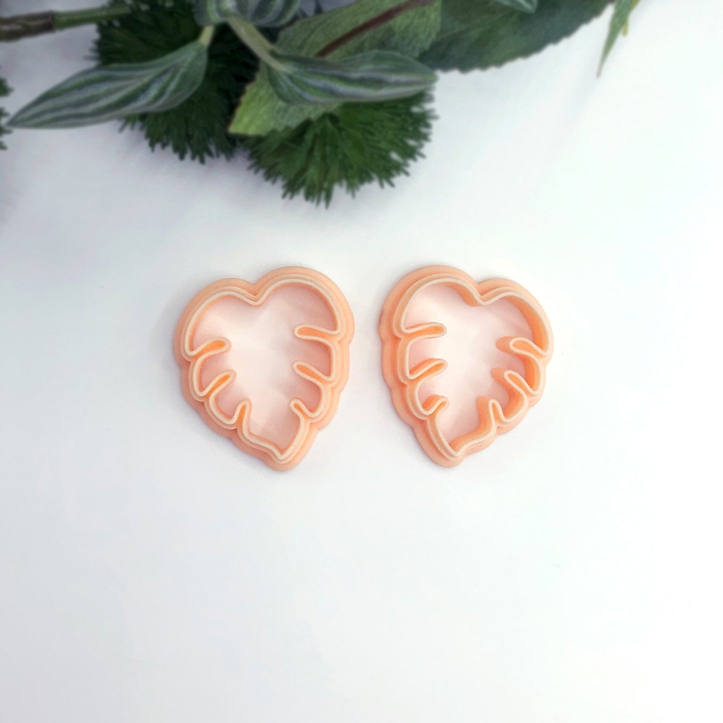 Monstera leaf clay cutter, perfect for summer vibe jewellery and tropical crafts - mirror set of two