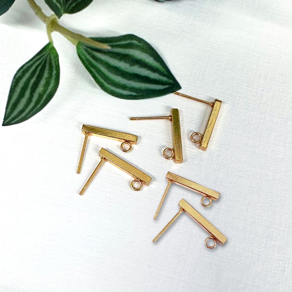 Rectangle Bar Earring Stud Posts | Gold Findings -