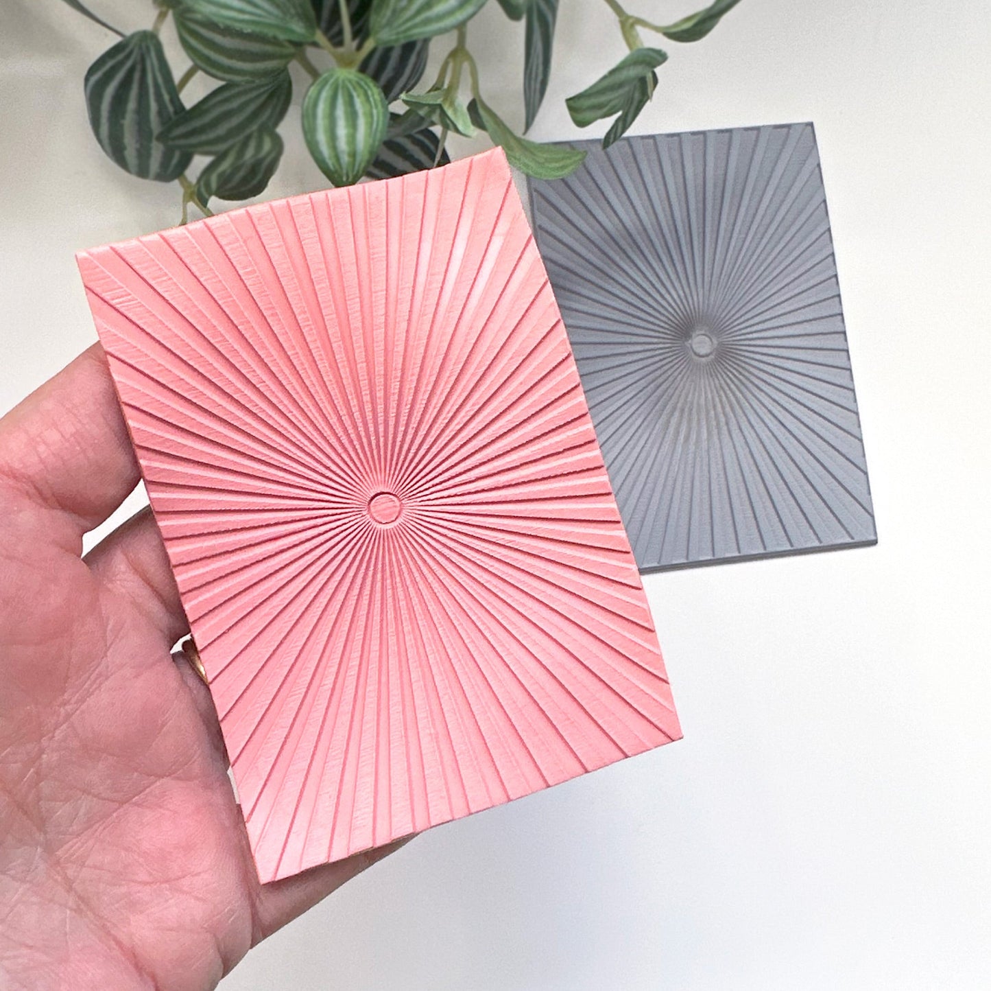 Sunbeam, sunray rubber texture stamp for polymer clay earring making