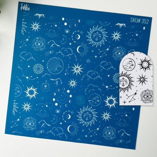 Boho Sun & Moon Silkscreen Stencil | Celestial Pattern -