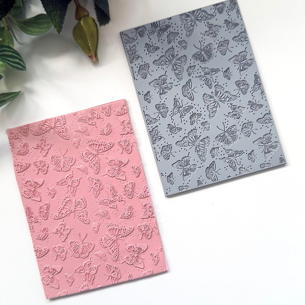 Butterflies Texture Stamp | Rubber Springtime Embossing Mat -