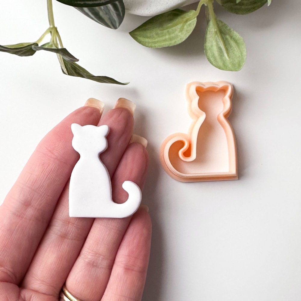 Cat Polymer Clay Cutter | Animal Kitty with Curled Tail -