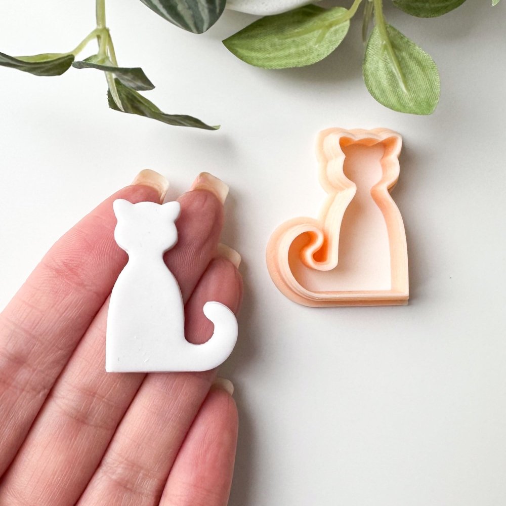 Cat Polymer Clay Cutter | Animal Kitty with Curled Tail -