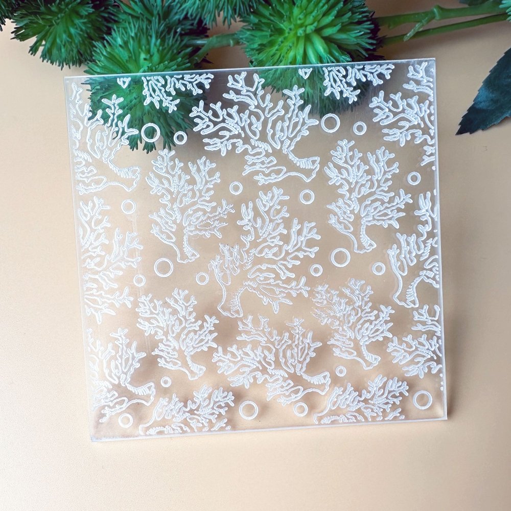 Coral Reef Background 2 Texture Stamp Seaweed | Embossed Acrylic Plate -