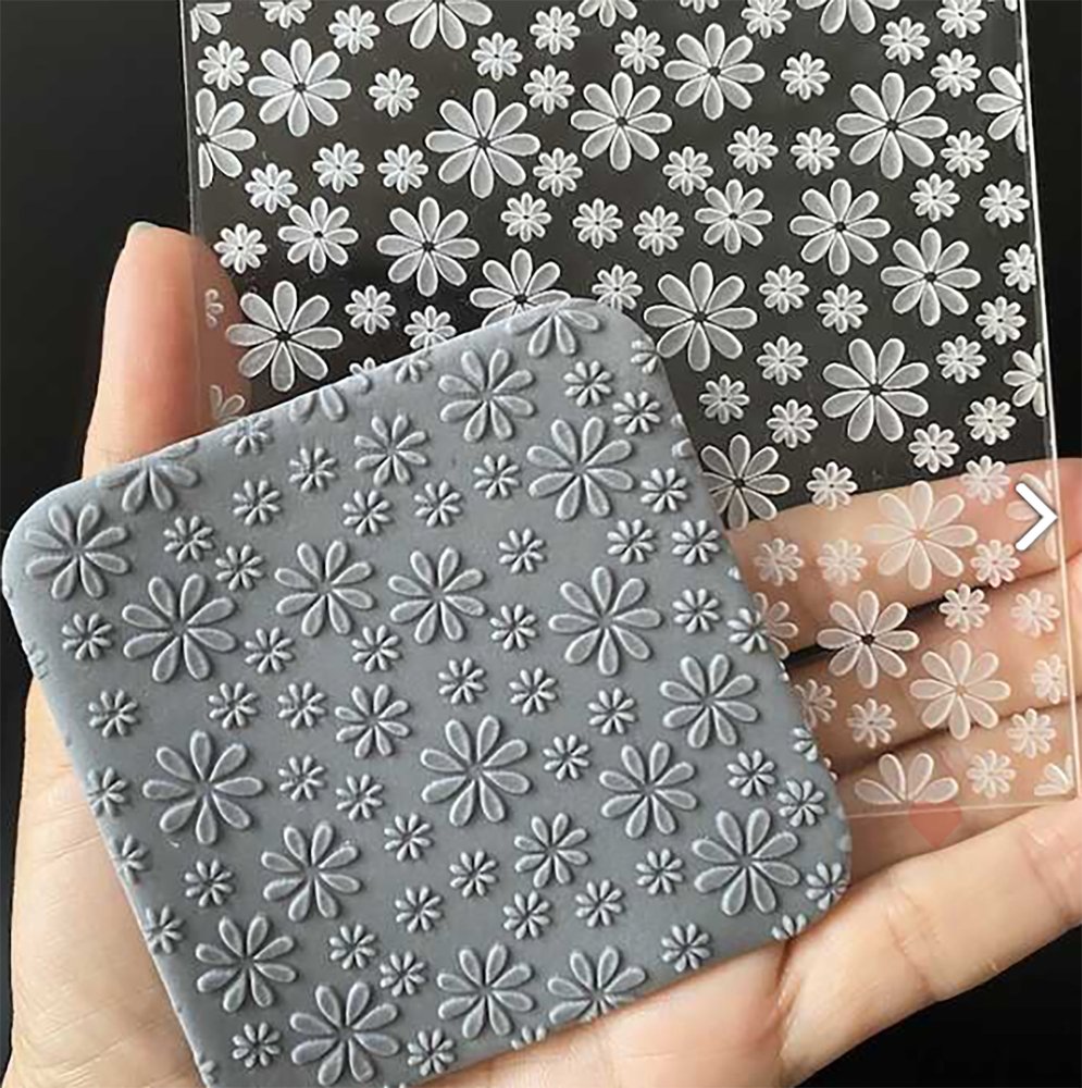 Daisy Flowers Texture Stamp | Clear Acrylic Floral Embossing Plate -