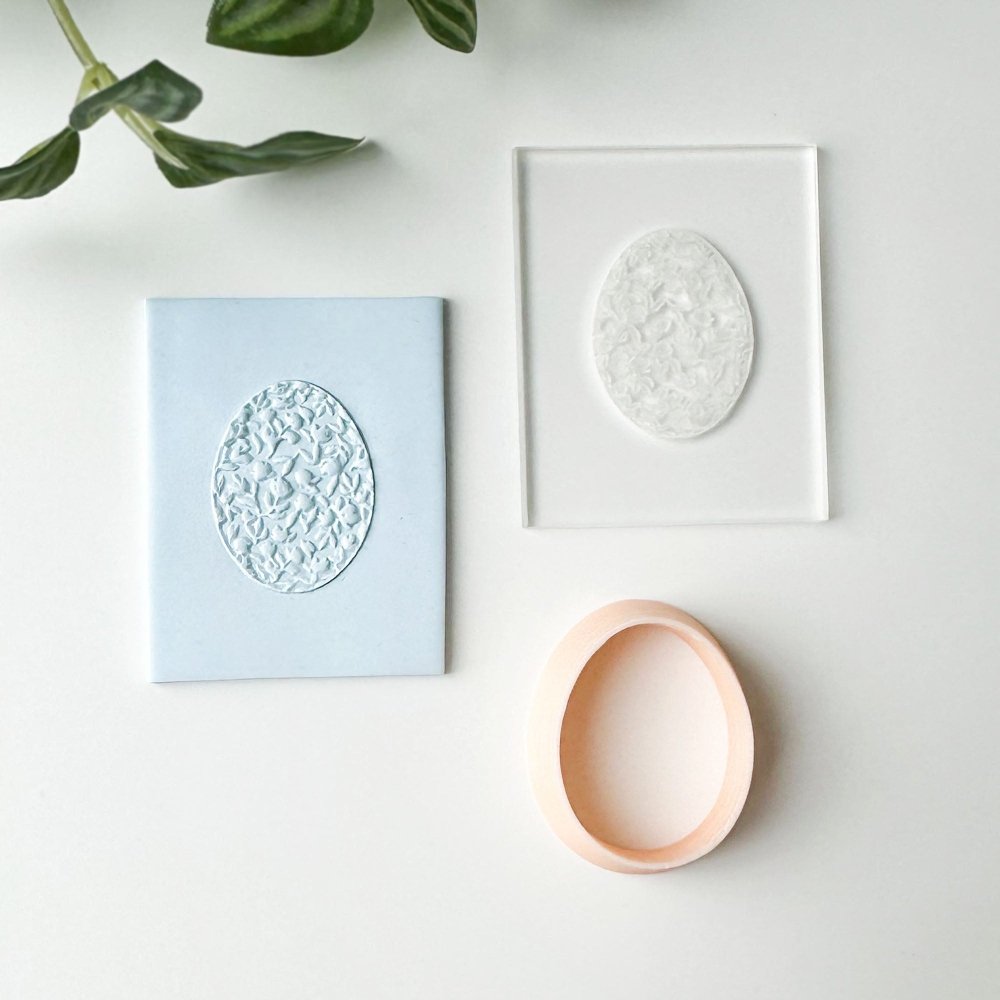 Egg shape floral mini acrylic embossing stamp -