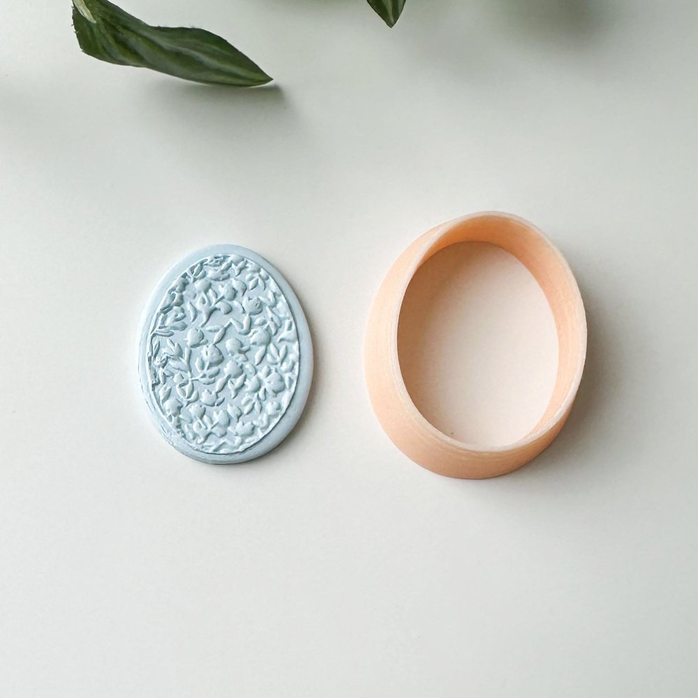 Egg shape floral mini acrylic embossing stamp -