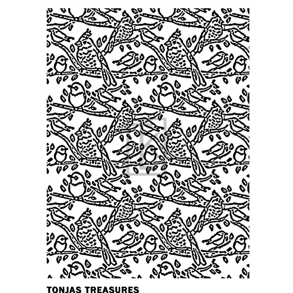 Feathered Friends Silkscreen Stencil | Birds on Branches -