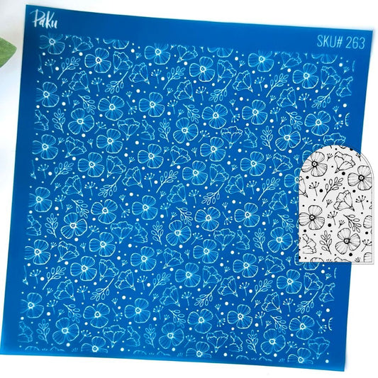 Floral Background Silkscreen Stencil | Flowers Pattern -