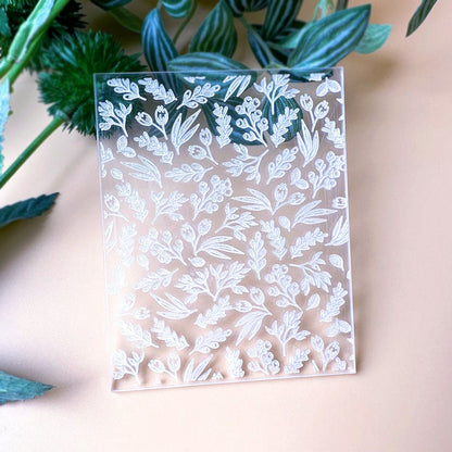 Garden Flowers & Berries Texture Stamp | Acrylic Embossed Plate -