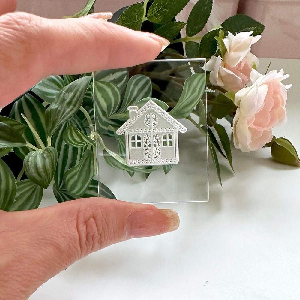Gingerbread House Texture Stamp | Christmas Print Acrylic Clear Embossing Plate -