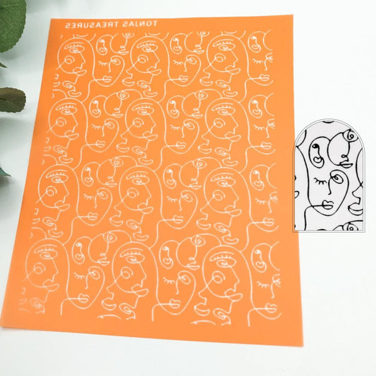 Picasso Style Faces Silkscreen | Line Art -