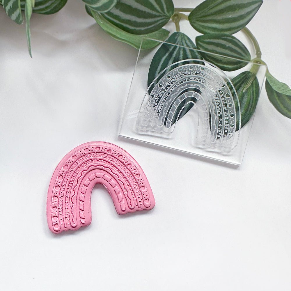 Rainbow Arch Texture Stamp | Clear Acrylic Embossing Plate -