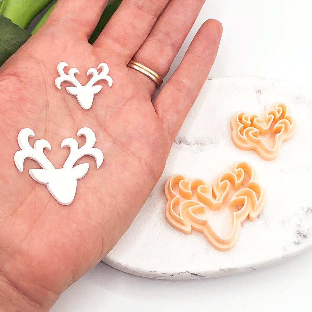 Reindeer Clay Cutter | Ornate Stag Head | Christmas Deer -