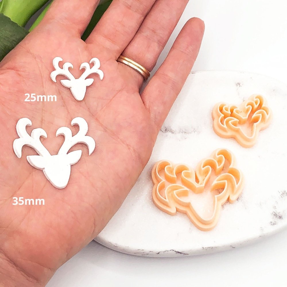 Reindeer Clay Cutter | Ornate Stag Head | Christmas Deer -