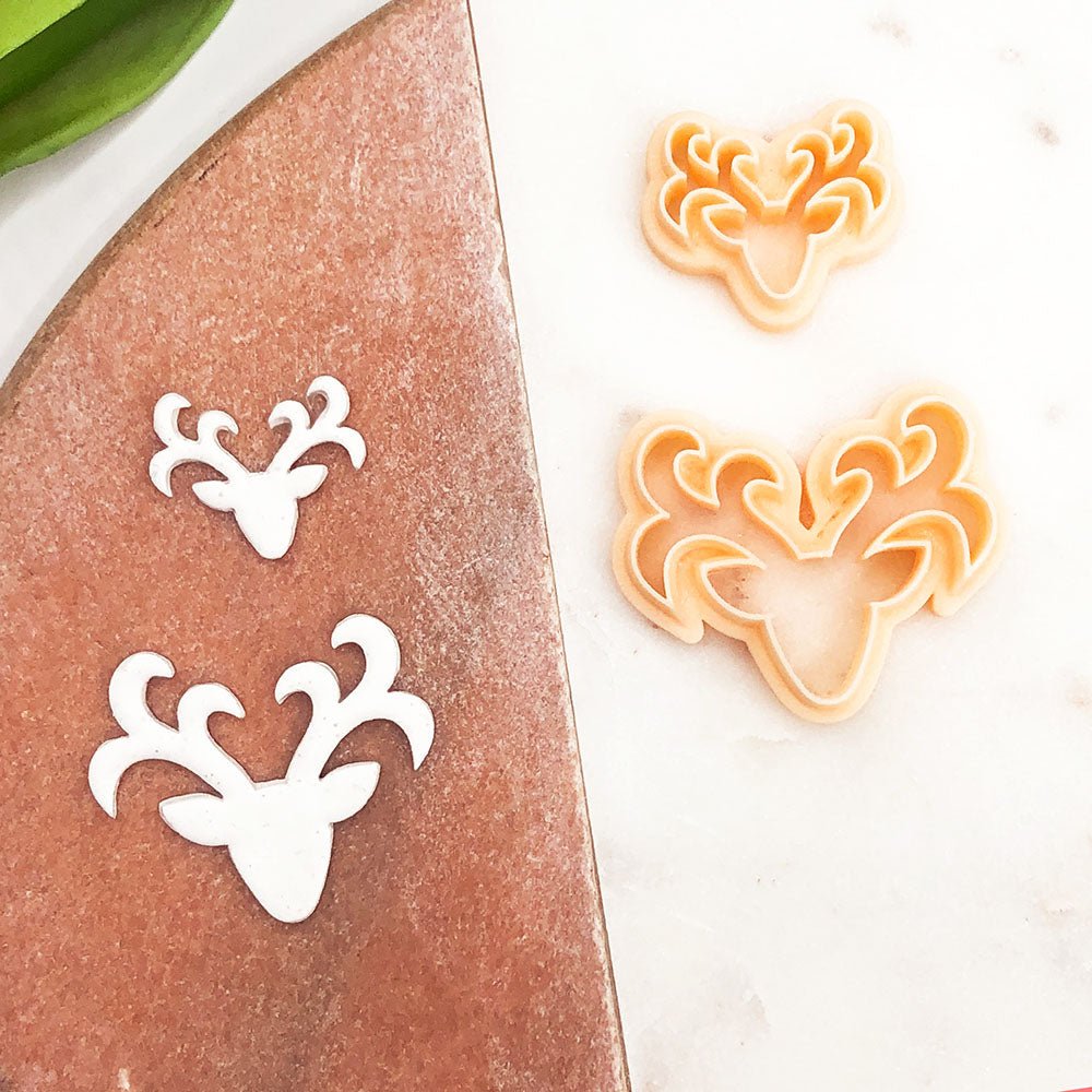 Reindeer Clay Cutter | Ornate Stag Head | Christmas Deer -