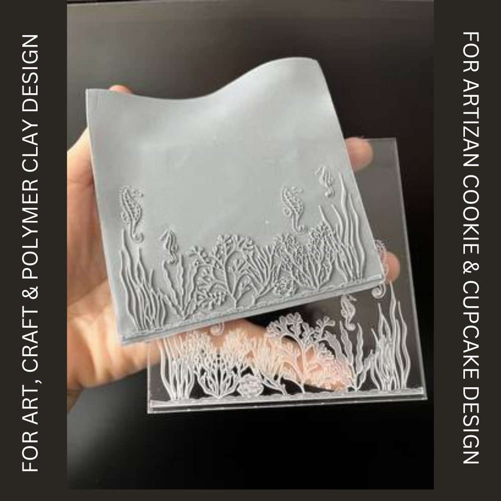 Seahorse Reef Texture Stamp | Clear Acrylic Embossing Plate -