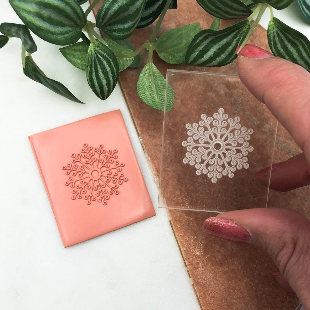 Snowflake 1 Texture Stamp | Clear Acrylic Embossing Plate | Clay Cutter Set -