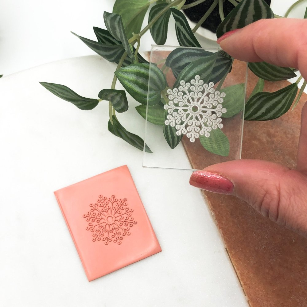 Snowflake 1 Texture Stamp | Clear Acrylic Embossing Plate | Clay Cutter Set -