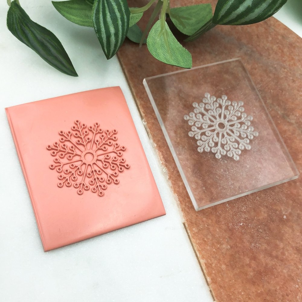 Snowflake 1 Texture Stamp | Clear Acrylic Embossing Plate | Clay Cutter Set -