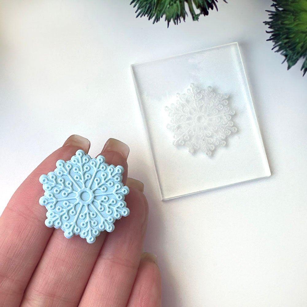 Snowflake 1 Texture Stamp | Clear Acrylic Embossing Plate | Clay Cutter Set -