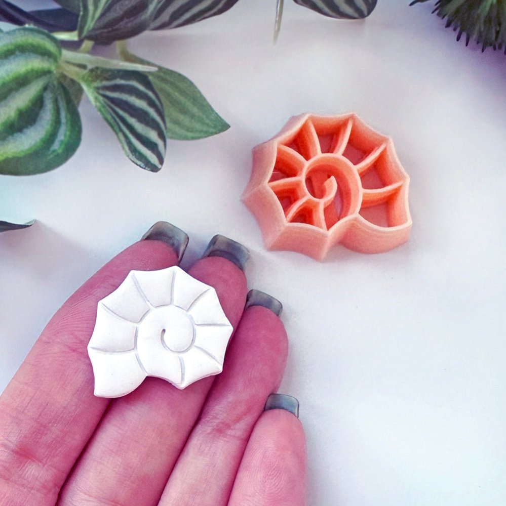 Spiral Seashell Clay Cutter | Beach Sea Shell Inner Stamp -