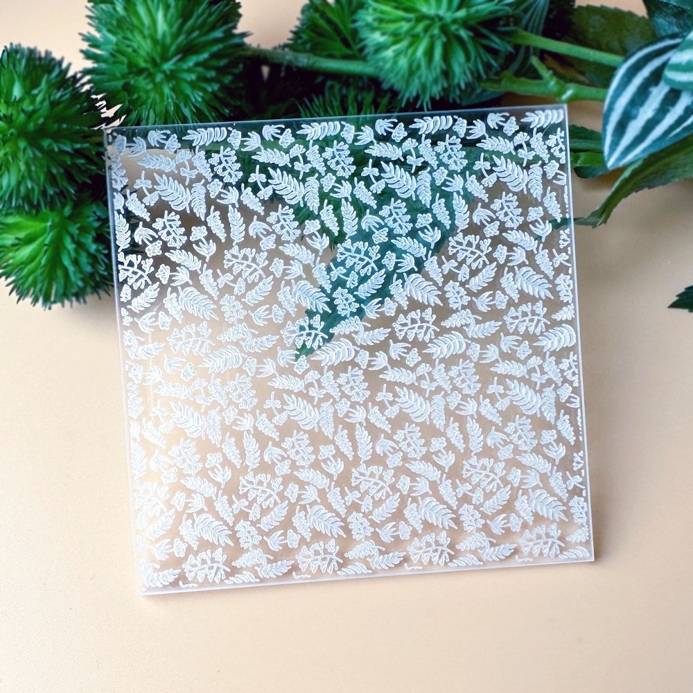 Spring Mini Flowers Texture Stamp | Clear Acrylic Floral Embossing Plate -