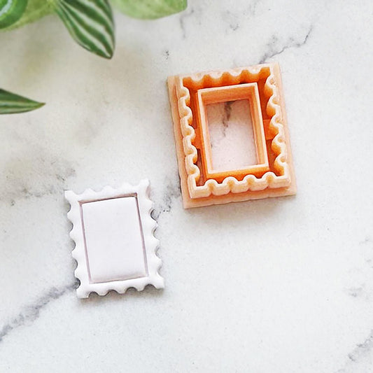 Stamp Inner Border Clay Cutter | Rectangle Frame | English Postage Stamp -