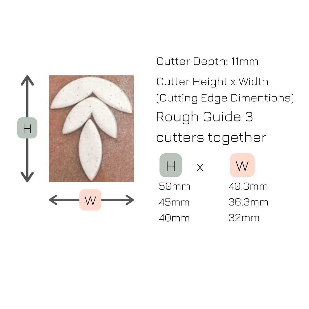 Triple Leaf Clay Cutters - Set of 3 -