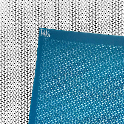 Knit silkscreen stencil blue, with black and white picture of image transfer