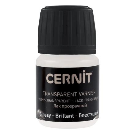 Cernit glossy varnish for polymer clay - 30ml  container with black lid on a white background