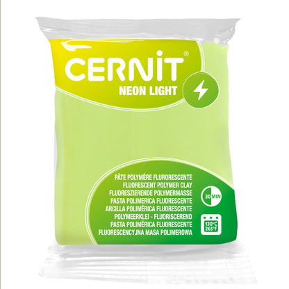 Cernit yellow Neon Light polymer clay in packaging with white background