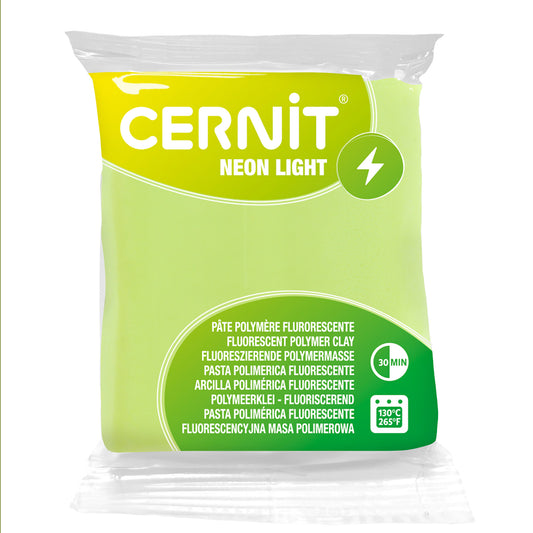 Cernit yellow Neon Light polymer clay in packaging with white background