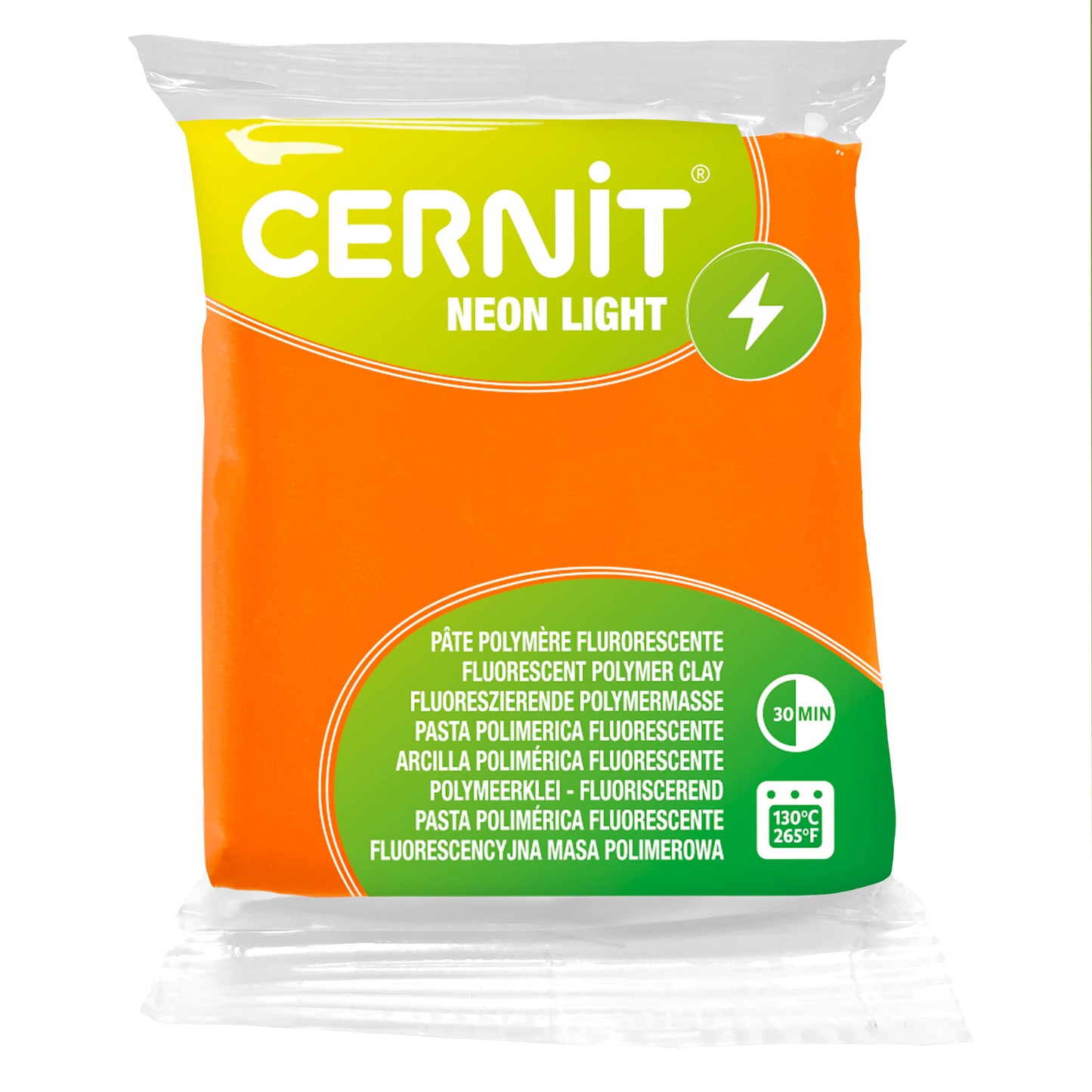 CERNIT Neon Light orange polymer clay in packaging on a white background