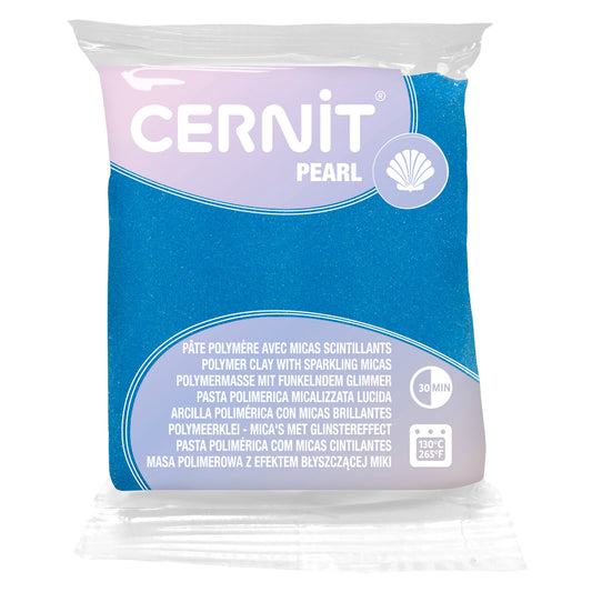 Cernit pearl blue polymer clay 56g raw block, packaged CE0860056200C