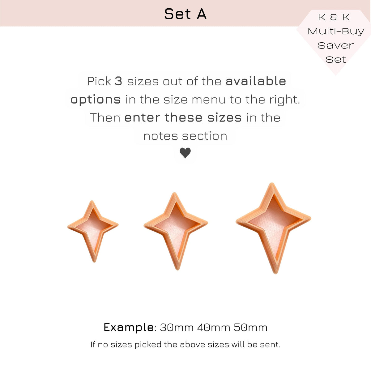 Set A - pick 3 sizes of clay cutter