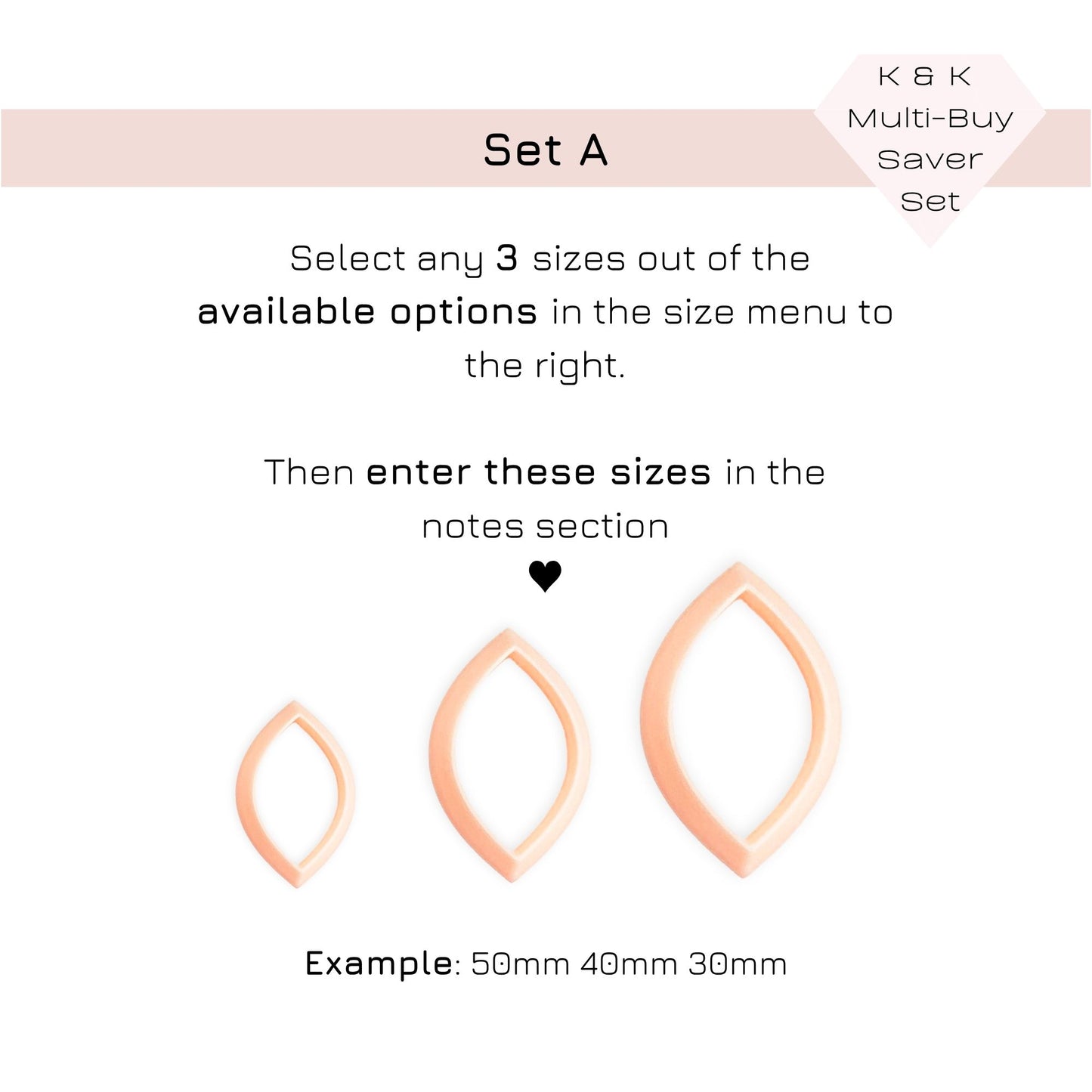 Oval Marquise Clay Cutter - set choose your own bundle