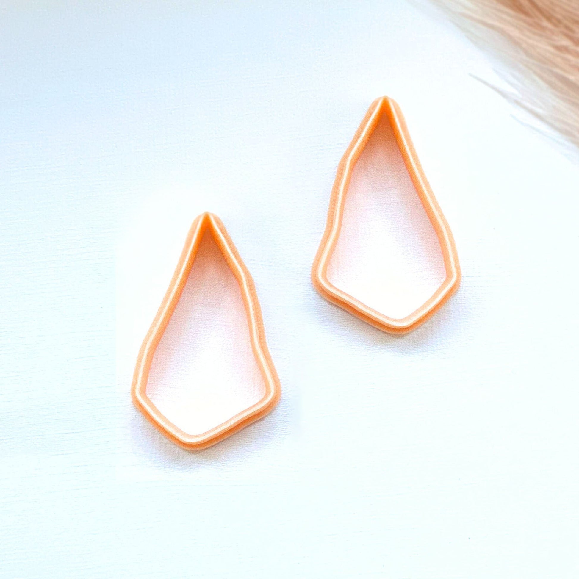 Organic drop, abstarct dagger shape clay cutter - mirror set of two