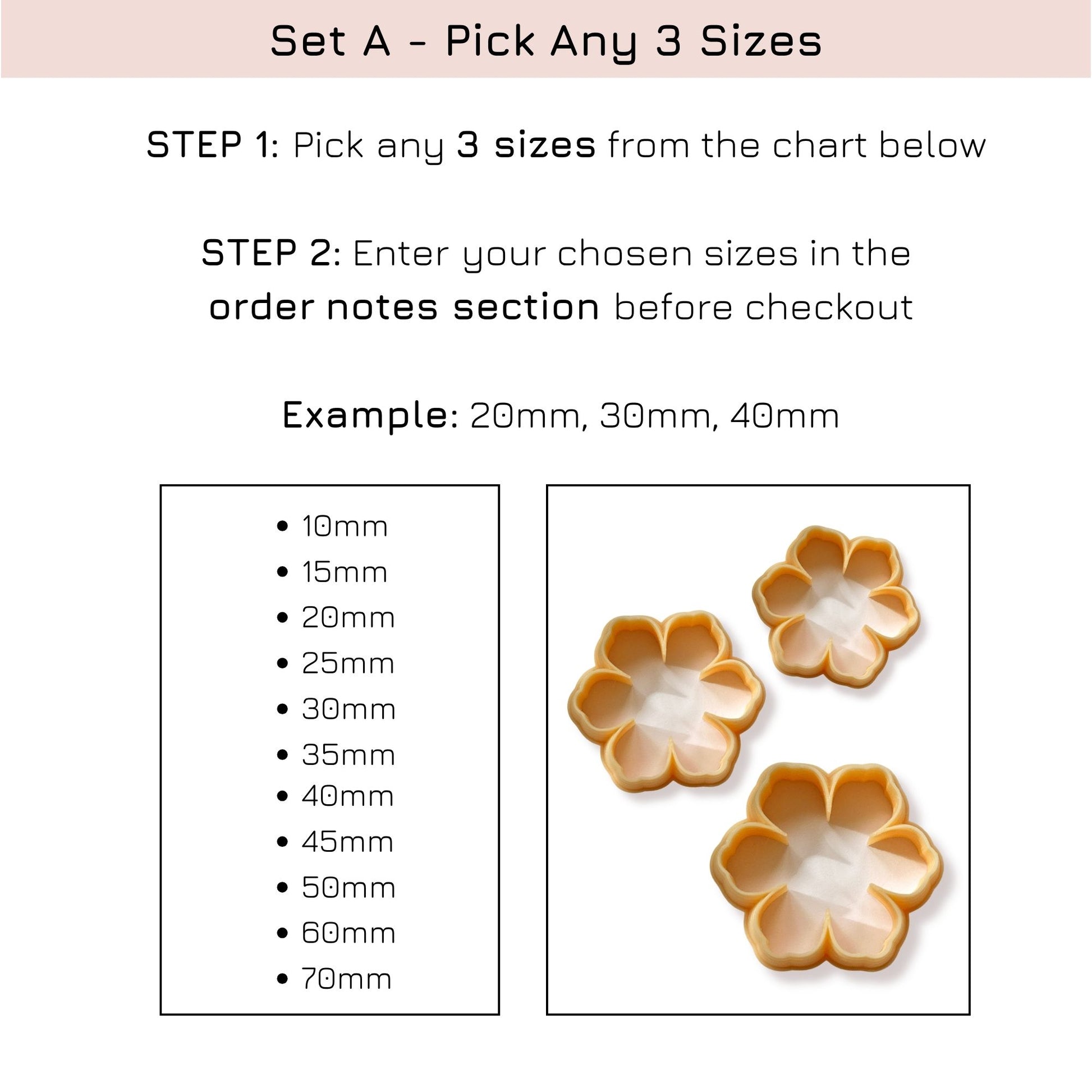 flower clay cutter set- choose your sizes
