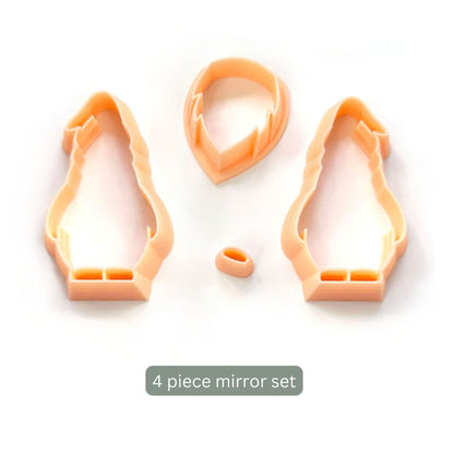 Four-piece plastic gnome mirror set for polymer clay a text label reading '4 piece mirror set' on a white background.