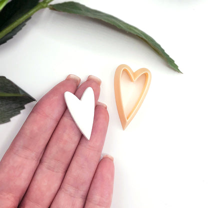 long skinny heart clay cutter