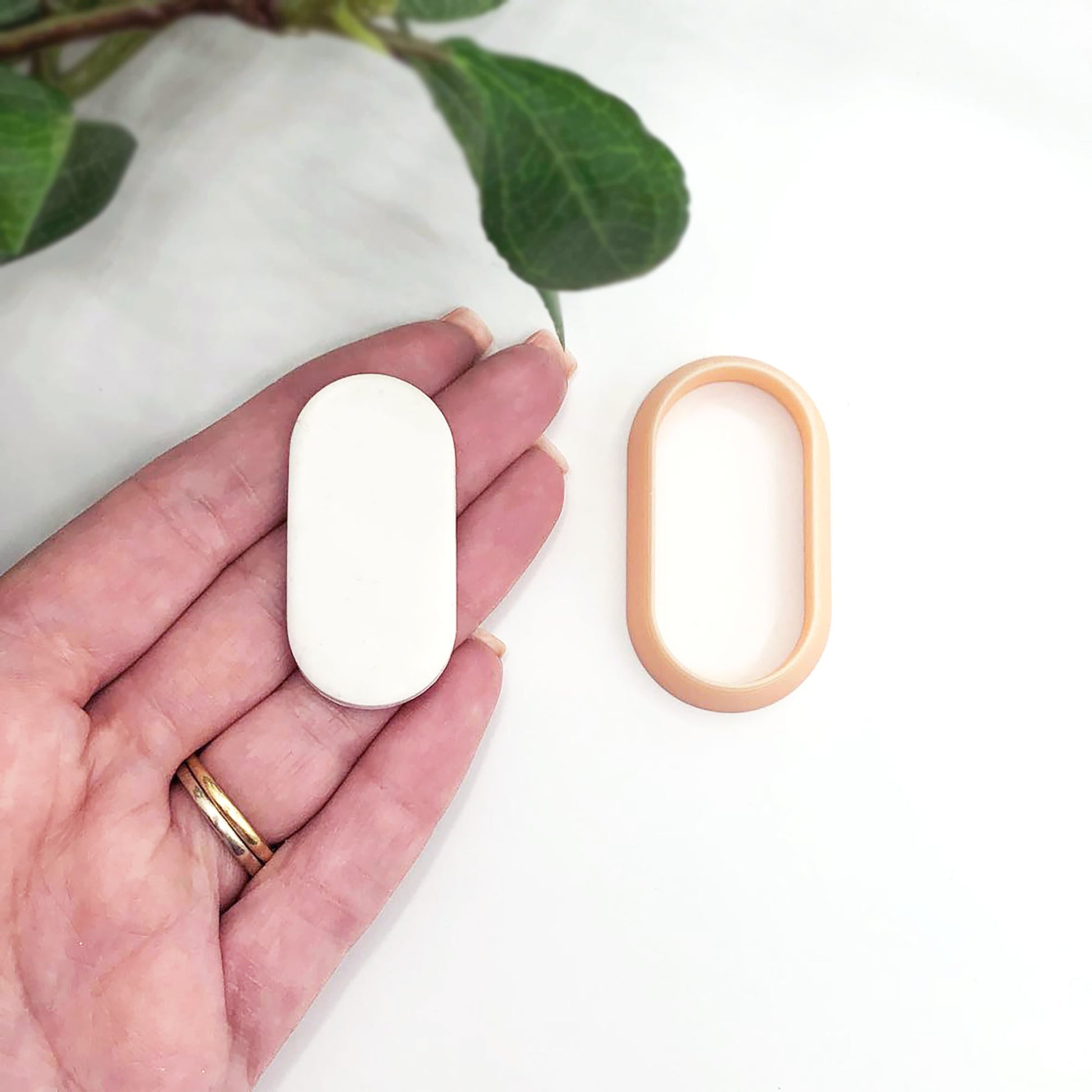 Oval pill clay cutter. Capsule oblong shape cutting tool for polymer clay jewellery makers.